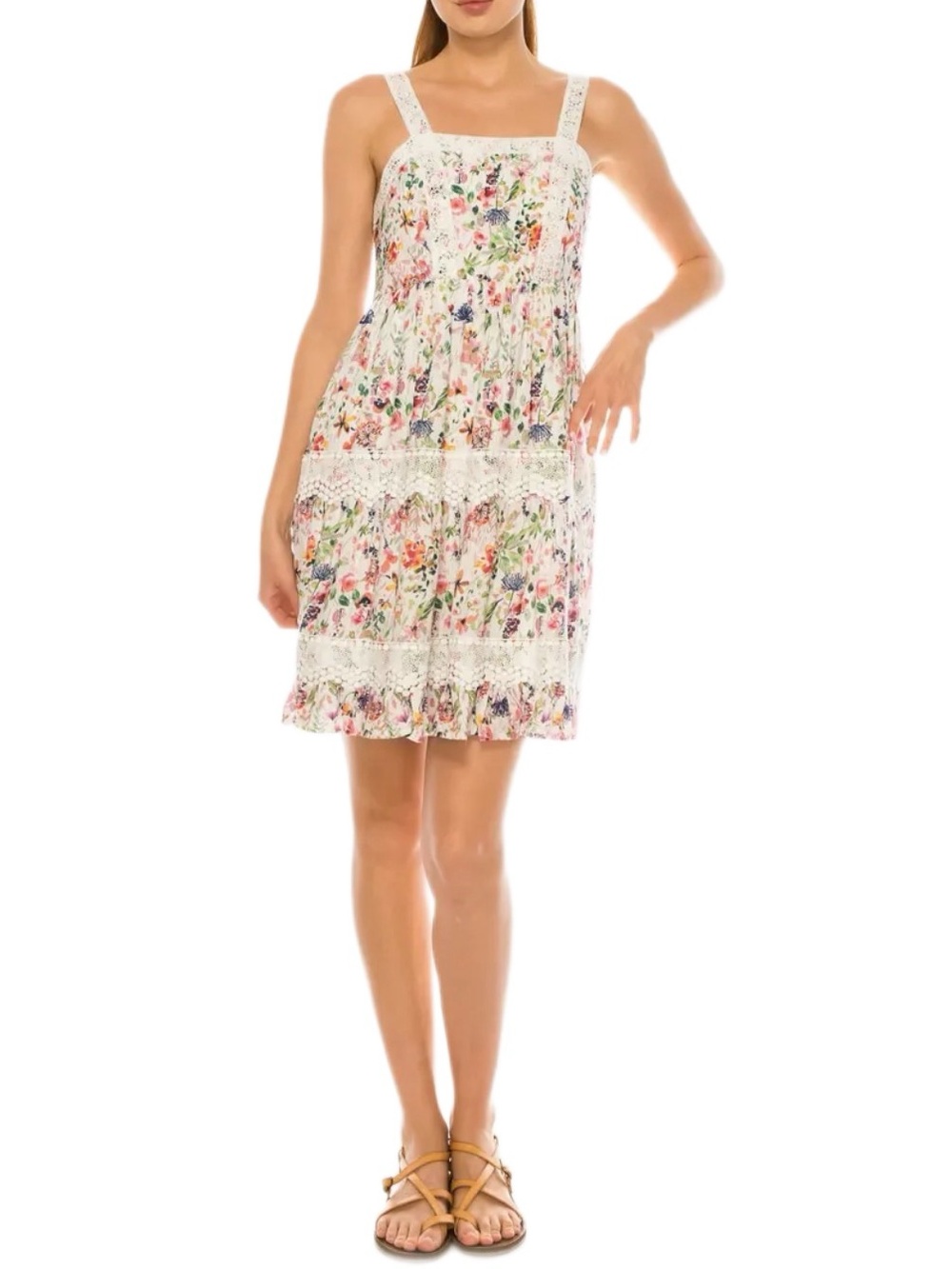 A Collective Story White Pink Floral Lace Detail Spring Summer Sundress